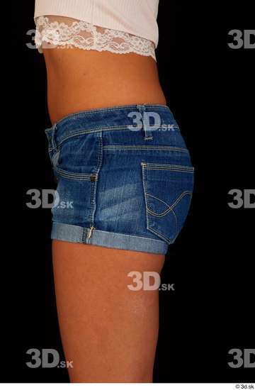 Hips Woman White Jeans Shorts Slim Studio photo references