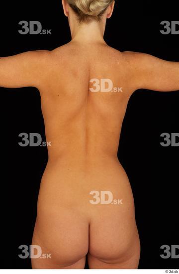 Upper Body Back Woman White Nude Slim Studio photo references