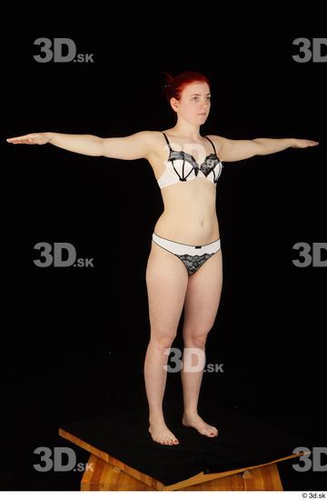 Whole Body Woman T poses White Underwear Slim Standing Studio photo references