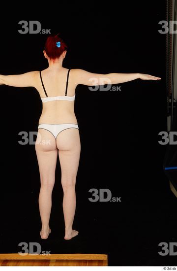 Whole Body Woman T poses White Underwear Slim Standing Studio photo references