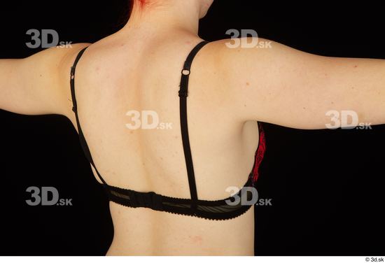 Back Woman White Bra Slim Studio photo references