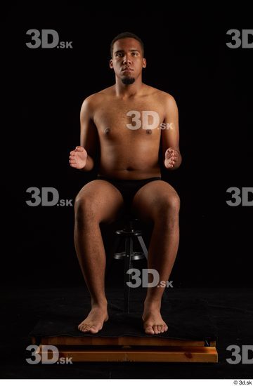 Whole Body Man Black Underwear Average Sitting Studio photo references