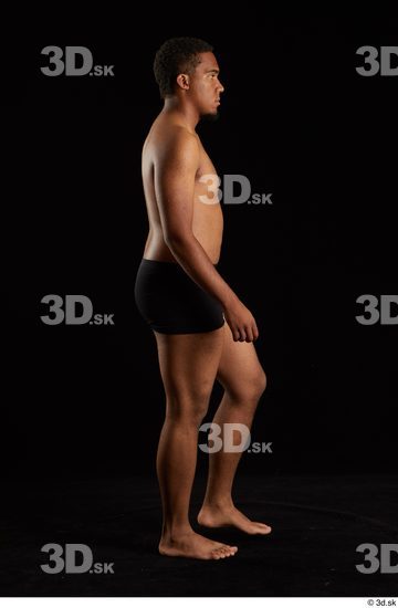 Whole Body Man Black Underwear Average Walking Studio photo references