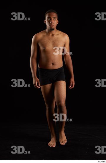 Whole Body Man Black Underwear Average Walking Studio photo references