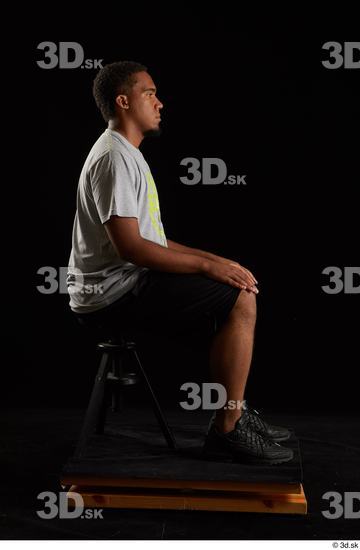 Whole Body Man Black Average Sitting Studio photo references