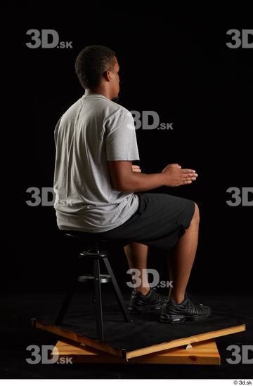 Whole Body Man Black Average Sitting Studio photo references