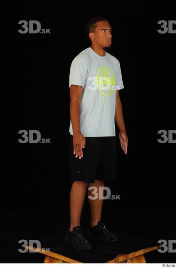 Whole Body Man Black Shorts Average Standing Studio photo references