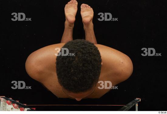 Man Black Nude Average Kneeling Top Studio photo references