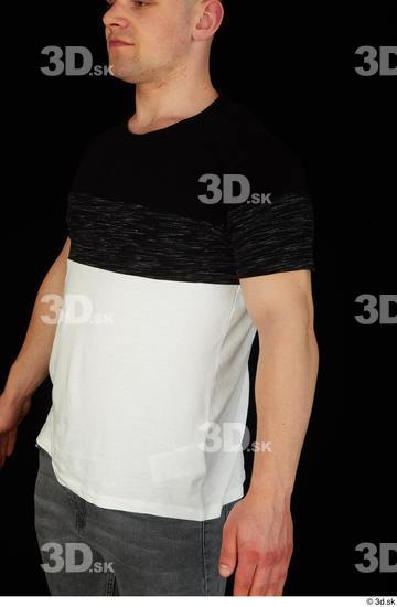 Upper Body Man White Shirt T shirt Average Studio photo references