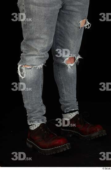 Calf Man White Shoes Jeans Average Studio photo references