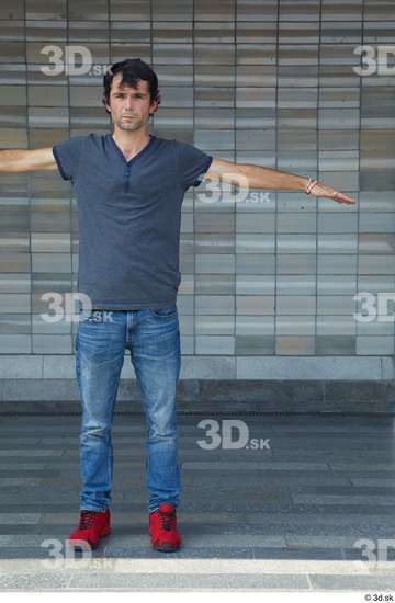 Whole Body Man T poses White Casual Slim Standing Street photo references