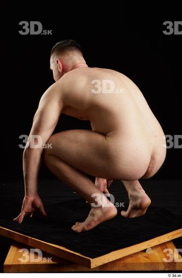 Whole Body Man White Nude Average Kneeling Studio photo references