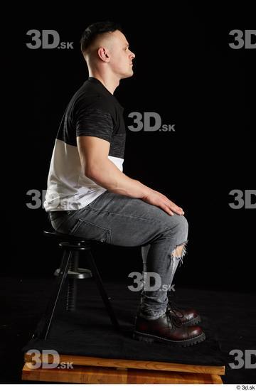 Whole Body Man White Average Sitting Studio photo references