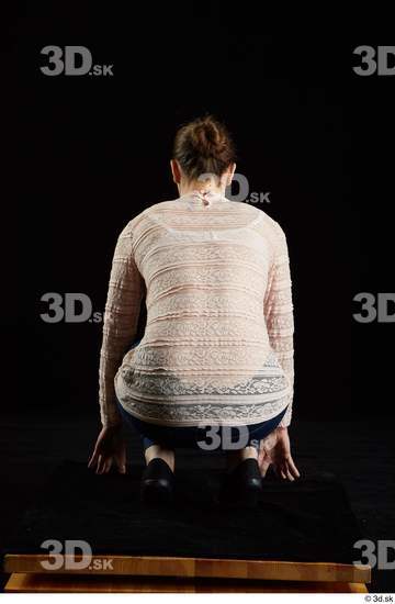 Whole Body Woman White Average Kneeling Studio photo references