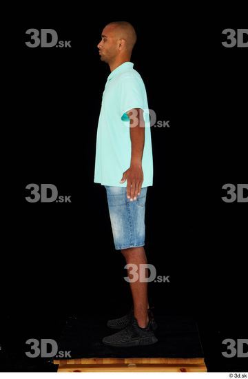 Whole Body Man Black Jeans Shorts Slim Standing Studio photo references
