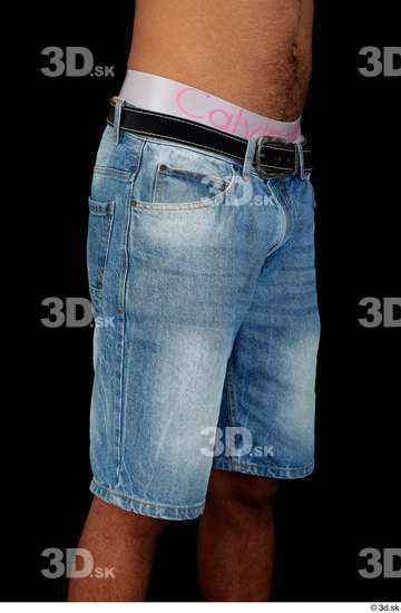 Hips Man Black Jeans Shorts Slim Studio photo references