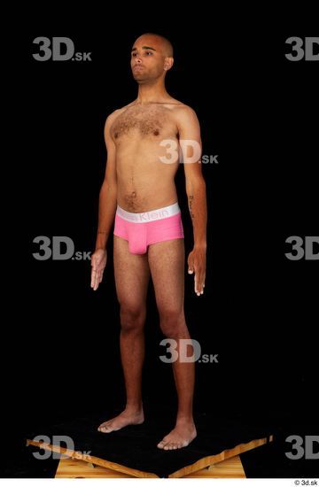 Whole Body Man Black Underwear Slim Standing Studio photo references