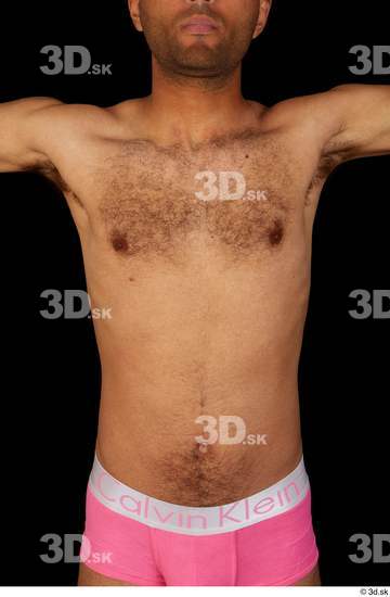 Upper Body Man Black Nude Slim Studio photo references