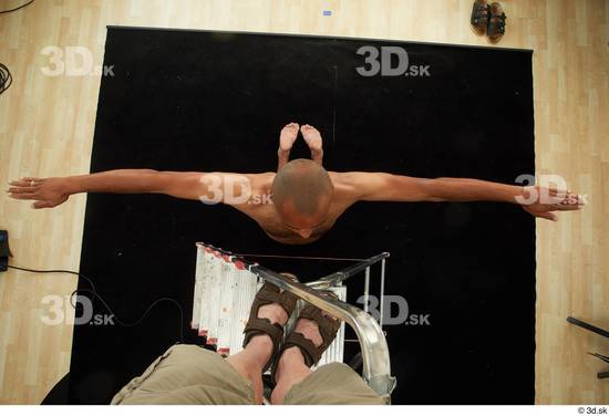 Whole Body Man T poses Black Nude Slim Kneeling Top Studio photo references