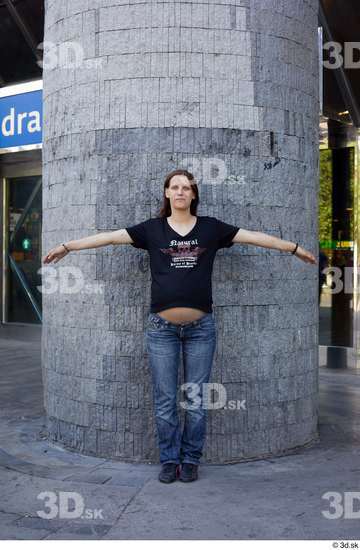 Whole Body Woman T poses White Casual Slim Pregnant Standing Street photo references