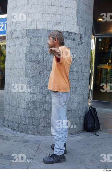 Whole Body Man T poses White Casual Slim Standing Street photo references