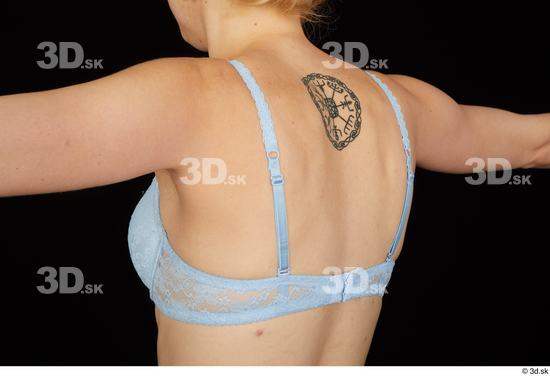 Back Woman White Underwear Bra Average Studio photo references