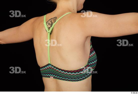 Back Head Woman White Underwear Bra Average Studio photo references