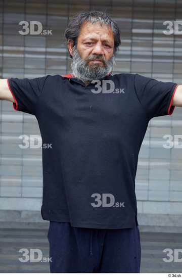 Upper Body Man White Casual Overweight Bearded Street photo references