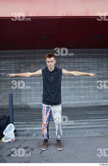 Whole Body Man T poses White Sports Slim Standing Street photo references