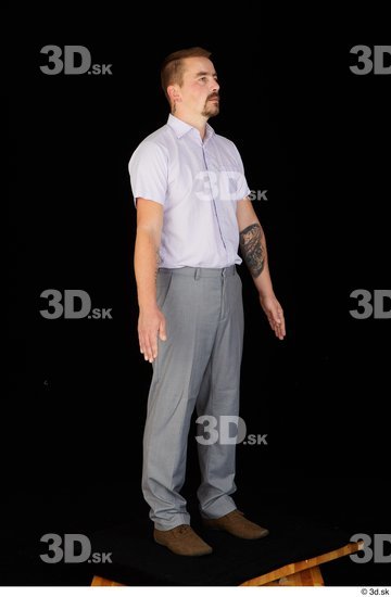 Whole Body Man Shoes Shirt Trousers Average Standing Studio photo references