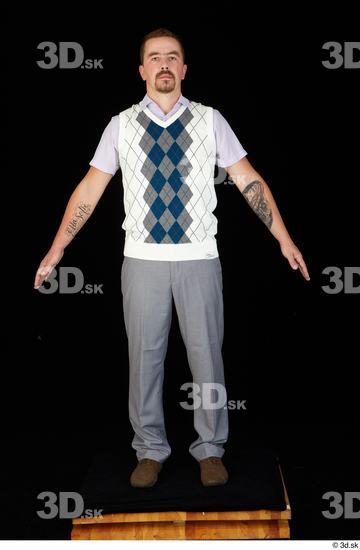 Whole Body Man Shoes Shirt Trousers Vest Average Standing Studio photo references