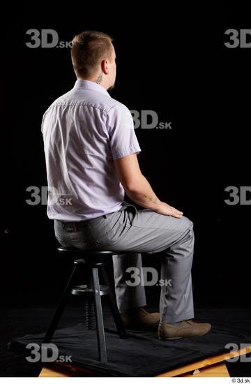 Whole Body Man White Shoes Shirt Trousers Average Sitting Studio photo references