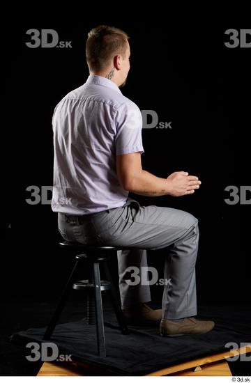 Whole Body Man White Shoes Shirt Trousers Average Sitting Studio photo references