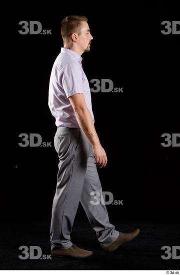 Whole Body Man White Shoes Shirt Trousers Average Walking Studio photo references