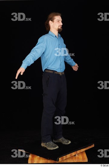 Whole Body Man White Shoes Shirt Trousers Slim Standing Studio photo references