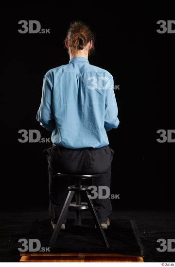 Whole Body Man White Shoes Shirt Trousers Slim Sitting Studio photo references