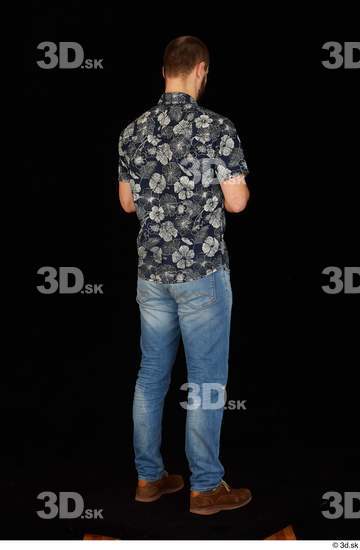 Whole Body Man White Casual Shoes Shirt Jeans Slim Standing Studio photo references