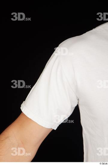 Arm Man White Sports Shirt Slim Studio photo references