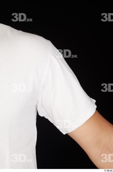 Arm Man White Sports Shirt Slim Studio photo references