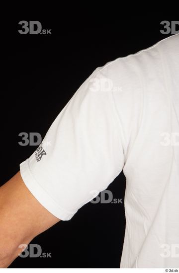 Arm Man White Sports Shirt Slim Studio photo references