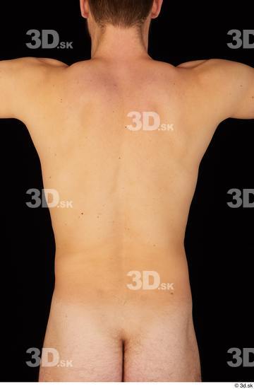 Upper Body Back Man White Nude Slim Studio photo references