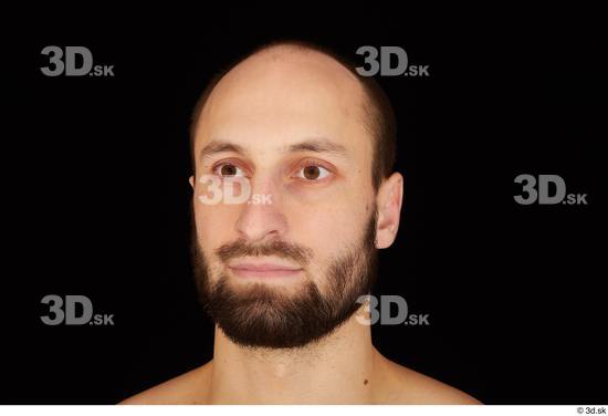 Head Man White Hairy Slim Bearded Studio photo references