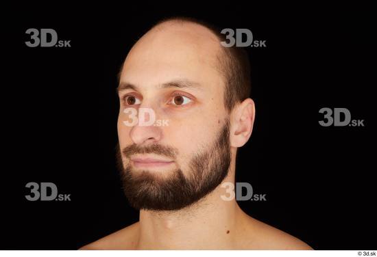 Head Man White Hairy Slim Bearded Studio photo references