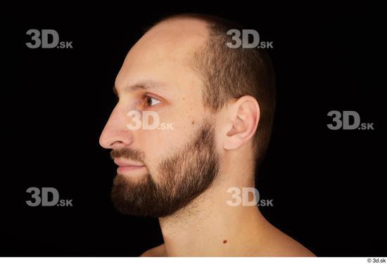 Head Man White Hairy Slim Bearded Studio photo references