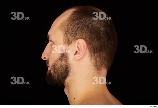 Head Man White Hairy Slim Bearded Studio photo references