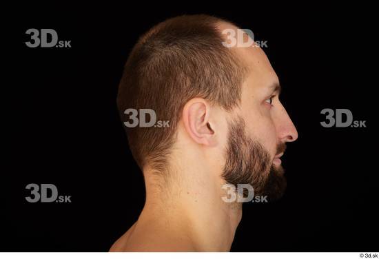 Head Man White Hairy Slim Bearded Studio photo references