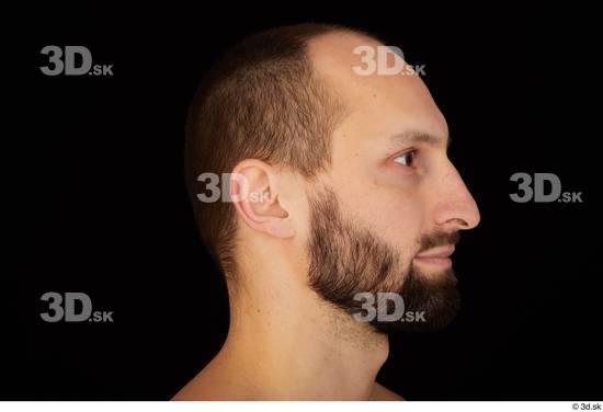 Head Man White Hairy Slim Bearded Studio photo references