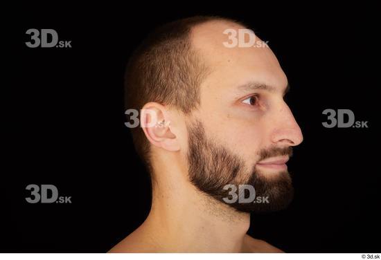 Head Man White Hairy Slim Bearded Studio photo references