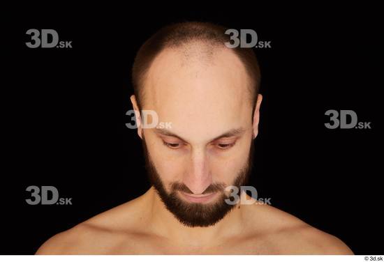 Head Man White Hairy Slim Bearded Studio photo references