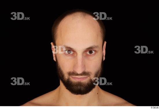 Head Man White Hairy Slim Bearded Studio photo references